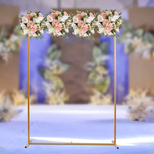 Zlatý kovový balónový oblouk - Svatební oblouk - 2 m x 1,5 m - pro svatbu, párty, zahradní dekorace