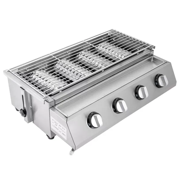 Bbq propanový plynový gril Nerezový zahradní gril na zahradní gril vhodný pro zahradní terasu a balkon 22,8 * 15,7 * 7,9 palců 4 tepelná trubka