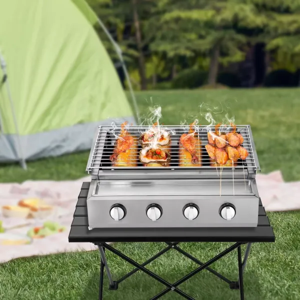 Bbq propanový plynový gril Nerezový zahradní gril na zahradní gril vhodný pro zahradní terasu a balkon 22,8 * 15,7 * 7,9 palců 4 tepelná trubka Bbq propanový plynový gril Nerezový zahradní gril na zahradní gril vhodný pro zahradní terasu a balkon 22,8 * 15,7 * 7,9 palců 4 tepelná trubka