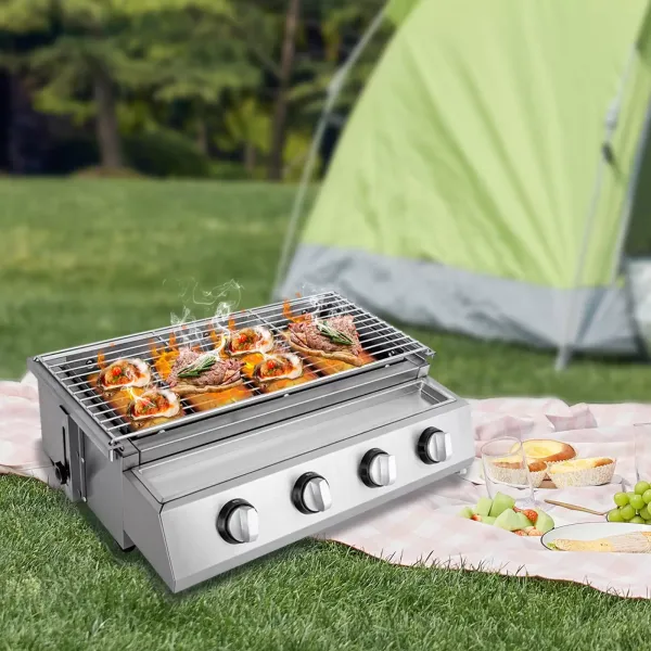 Bbq propanový plynový gril Nerezový zahradní gril na zahradní gril vhodný pro zahradní terasu a balkon 22,8 * 15,7 * 7,9 palců 4 tepelná trubka Bbq propanový plynový gril Nerezový zahradní gril na zahradní gril vhodný pro zahradní terasu a balkon 22,8 * 15,7 * 7,9 palců 4 tepelná trubka