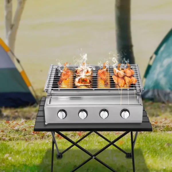 Bbq propanový plynový gril Nerezový zahradní gril na zahradní gril vhodný pro zahradní terasu a balkon 22,8 * 15,7 * 7,9 palců 4 tepelná trubka Bbq propanový plynový gril Nerezový zahradní gril na zahradní gril vhodný pro zahradní terasu a balkon 22,8 * 15,7 * 7,9 palců 4 tepelná trubka