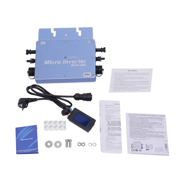 Invertor WVC-600W LCD Grid Tie Micro Inverter Vodotěsný IP65 solární panel Balkonová elektrárna Systém zásuvek MPPT