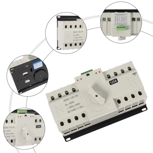 Dual Power Automatický přenosový spínač AC 400V 4P 125A ATS CB Záložní zdroj pro městskou energii, invertor, solární energii Dual Power Automatický přenosový spínač AC 400V 4P 125A ATS CB Záložní zdroj pro městskou energii, invertor, solární energii