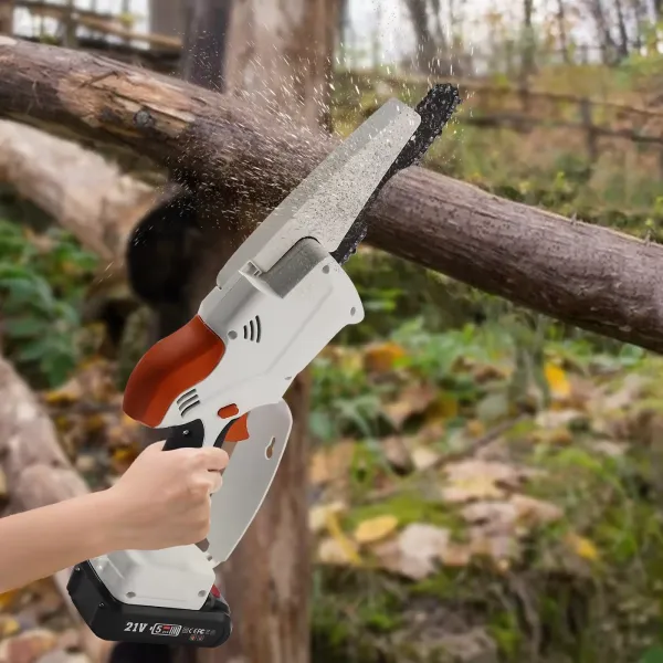 Elektrická řetězová pila akumulátorová 6palcová mini akumulátorová řetězová pila s bezpečnostním zámkem Jednoruční elektrická řetězová pila