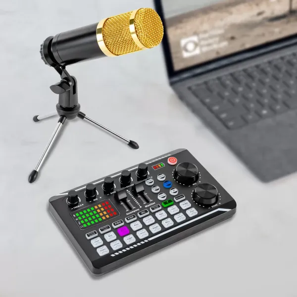 Sada mikrofonu pro podcast, mikrofon pro streamování, kondenzátorový mikrofon USB, mixážní pult se zvukovou kartou, pro živé vysílání, streamování