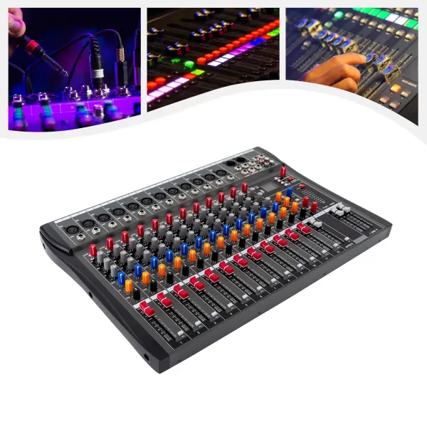 12 Pack Bluetooth Audio Controller pro počítačový záznam, 12 kanálový Studio Audio Mixer s XLR konektorem pro mikrofon