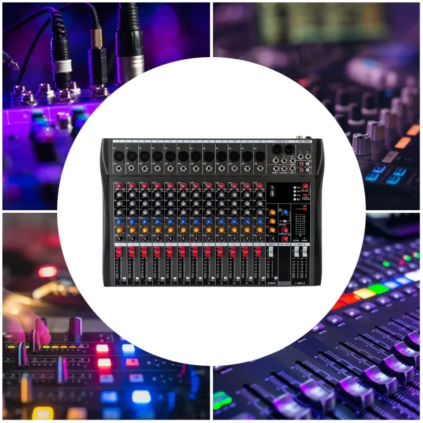 12 Pack Bluetooth Audio Controller pro počítačový záznam, 12 kanálový Studio Audio Mixer s XLR konektorem pro mikrofon 12 Pack Bluetooth Audio Controller pro počítačový záznam, 12 kanálový Studio Audio Mixer s XLR konektorem pro mikrofon