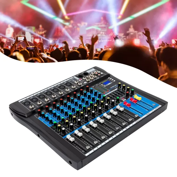 Live Mixer Micfuns Professional 8kanálový stereofonní zvukový mixážní pult Bluetooth USB nahrávací počítač Přehrávání Phantomové napájení USB digitální audio mixážní zesilovač Live Mixer Micfuns Professional 8kanálový stereofonní zvukový mixážní pult Bluetooth USB nahrávací počítač Přehrávání Phantomové napájení USB digitální audio mixážní zesilovač