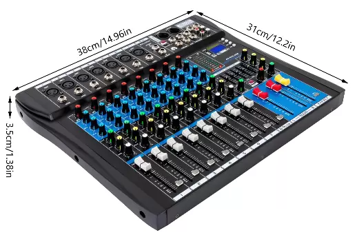 Live Mixer Micfuns Professional 8kanálový stereofonní zvukový mixážní pult Bluetooth USB nahrávací počítač Přehrávání Phantomové napájení USB digitální audio mixážní zesilovač