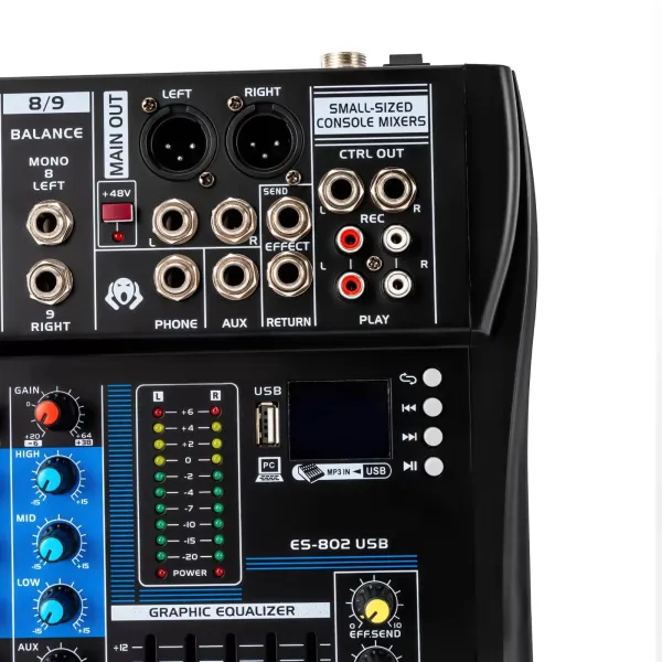 Live Mixer Micfuns Professional 8kanálový stereofonní zvukový mixážní pult Bluetooth USB nahrávací počítač Přehrávání Phantomové napájení USB digitální audio mixážní zesilovač