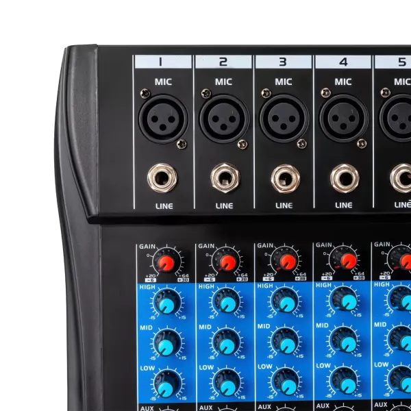 Live Mixer Micfuns Professional 8kanálový stereofonní zvukový mixážní pult Bluetooth USB nahrávací počítač Přehrávání Phantomové napájení USB digitální audio mixážní zesilovač