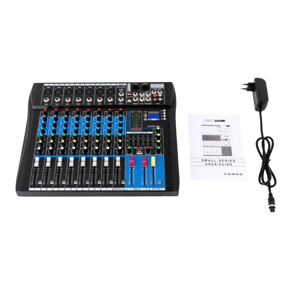Live Mixer Micfuns Professional 8kanálový stereofonní zvukový mixážní pult Bluetooth USB nahrávací počítač Přehrávání Phantomové napájení USB digitální audio mixážní zesilovač
