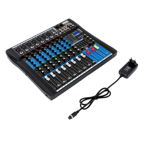 Live Mixer Micfuns Professional 8kanálový stereofonní zvukový mixážní pult Bluetooth USB nahrávací počítač Přehrávání Phantomové napájení USB digitální audio mixážní zesilovač