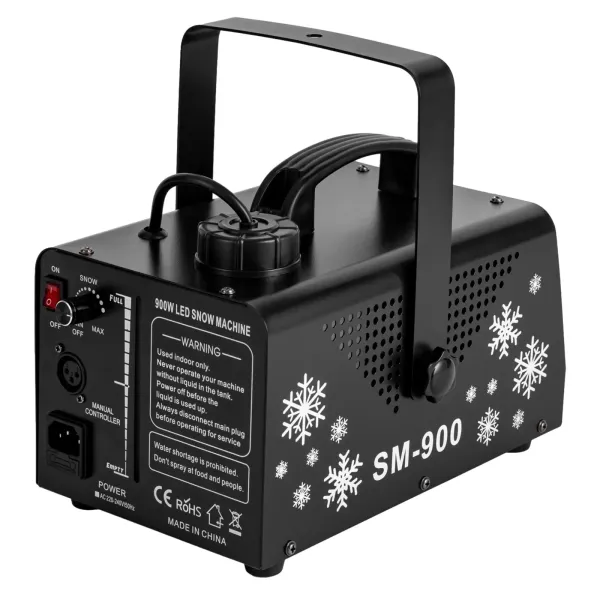 900wattový sněhový stroj s 12 barvami LED světla, 3 režimy svícení a 1 dálkovým ovládáním
