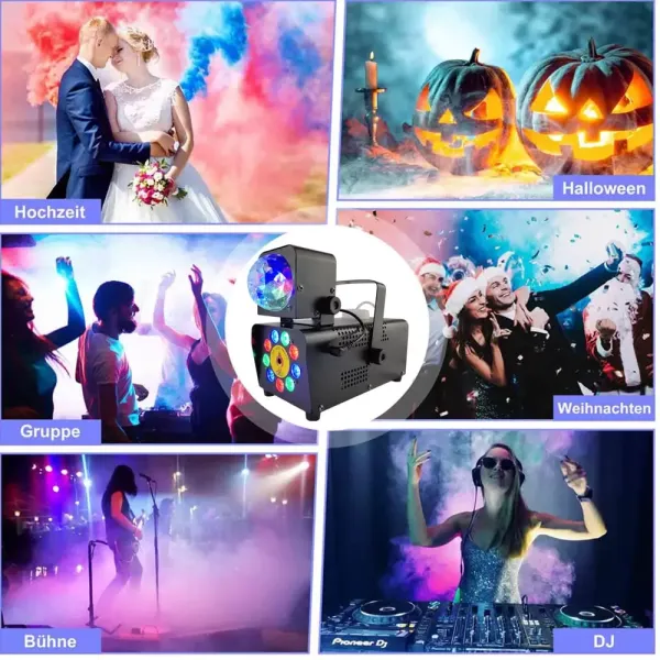 Mini kouřový stroj s efektem disco koule 500W LED RGB lehký kouřový stroj s dálkovým ovládáním 2000 CFM kapalina