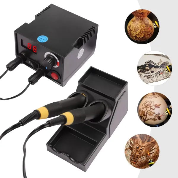 Pyrografická sada s nastavitelnou teplotou 220 V s 20 hroty pyrografického drátu (dvojité pero) Pyrografická sada s nastavitelnou teplotou 220 V s 20 hroty pyrografického drátu (dvojité pero)