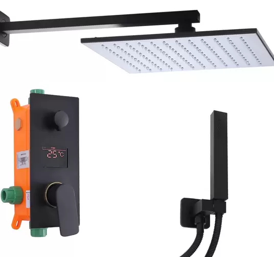 LED sprchový systém s digitálním displejem Sprchový set se sprchovou hlavicí a sprchovou hlavicí