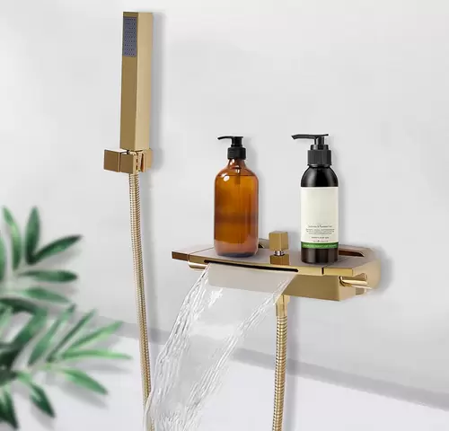 Vodopád Studená vana Baterie Vanová baterie Vanová baterie Sprchová baterie Zlatá mosaz